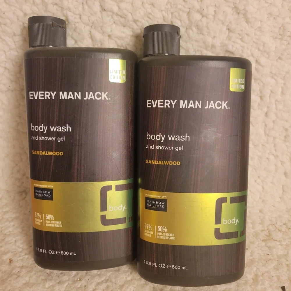 Every Man Jack Body Wash Mens 16.9oz Sandalwood NEW 2pk Limited Edition Pride